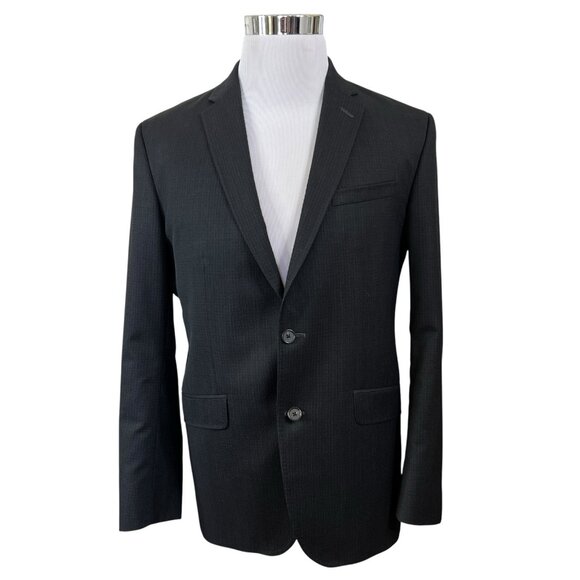 TED BAKER Endurance Jarret Black Plaid 2-Button Wool Blazer Coat Jacket  42R - Picture 1 of 10